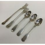 EXETER: A group of three silver egg spoons togethe