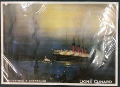 A Mauretania à Cherbourg Ligne Cunard poster.