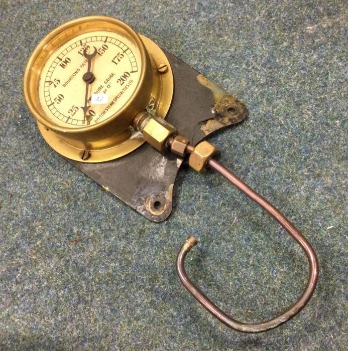 A British Steam Specialities Ltd Pressure Gauge for full-size steam engines. Est. £20 - £30.