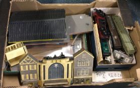 An assortment of 00 gauge railway track together with buildings and a Royal Mail coach. Est. £10 - £