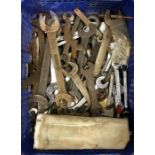 A tray containing mostly Whitworth spanners. Est. £10 - £20.