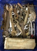 A tray containing mostly Whitworth spanners. Est. £10 - £20.