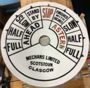 A Mechans Limited Original Ships Telegraph Porcelain Enamel Sign. Est. £30 - £50.