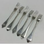 A good set of six Victorian silver dog nose forks