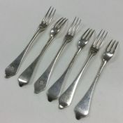 A good set of six Victorian silver dog nose forks