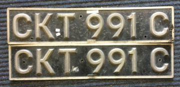 A pair of old aluminium number plates. Est. £20 -