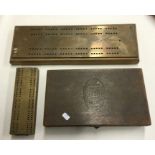 Two brass mounted cribbage boards together with dr