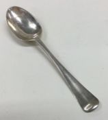 A Georgian silver Hanoverian pattern dessert spoon