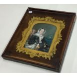 An attractive brass framed and glazed painting dep