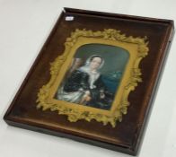 An attractive brass framed and glazed painting dep