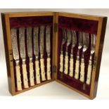 A cased set of six (plus six) silver plated desser
