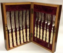 A cased set of six (plus six) silver plated desser