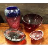 A group of three Venetian glass bowls together wit
