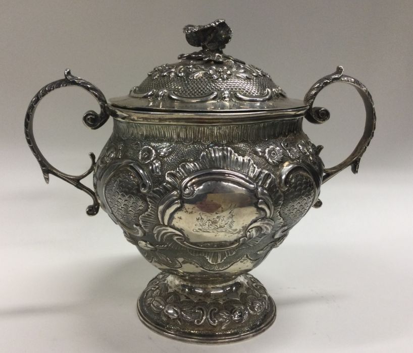 A good George III chased silver cup and cover deco - Image 6 of 8