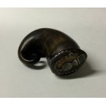 An Antique Scottish horn shaped silver snuff mull