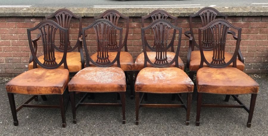 A good set of eight Antique Hepplewhite chairs wit - Image 4 of 9