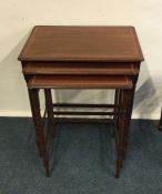 An Edwardian nest of three inlaid tables. Est. £30