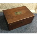 A Georgian mahogany hinged top box with brass hand