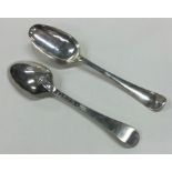 A rare pair of silver tablespoons with engraved he