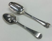 A rare pair of silver tablespoons with engraved he