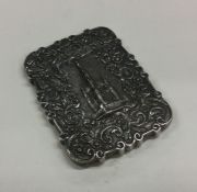 A good Victorian silver castle top card case depic