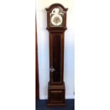 A good mahogany grandmother clock with brass dial