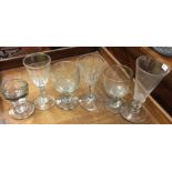 A group of six Antique glass beakers etc. Est. £15