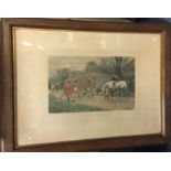 A set of four framed and glazed hunting prints. Ap