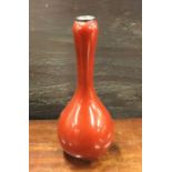 A good red enamel and silver baluster shaped vase