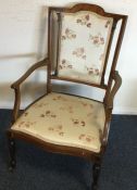 A good Victorian inlaid chair with upholstered sea