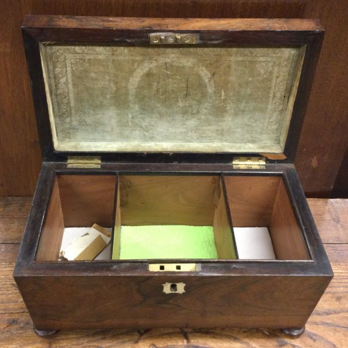 A large rosewood tea caddy of shaped form to hinge - Image 2 of 2