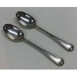 A pair of OE pattern silver teaspoons. London 1872