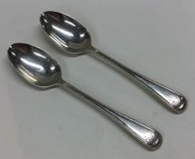 A pair of OE pattern silver teaspoons. London 1872