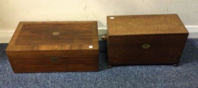 A rectangular mahogany box together with a tea cad