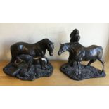 A pair of spelter figures depicting horses. Est. £