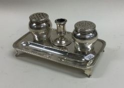 A good Georgian style silver inkstand with pierced