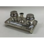 A good Georgian style silver inkstand with pierced