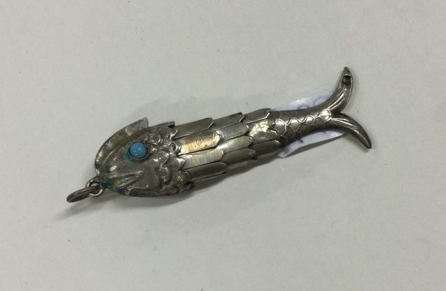 A small Continental silver figure of a fish with a - Image 2 of 2