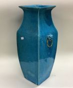 A good Chinese turquoise shaped vase. Approx. 34 c