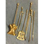 Two good brass companion sets. Est. £30 - £50.