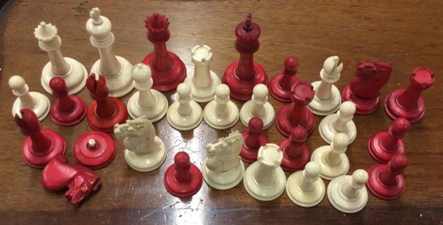 A carved bone chess set. (Incomplete) Est. £30 - £50. - Image 3 of 3