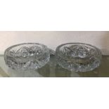A heavy pair of cut glass sweet dishes. Est. £10 -