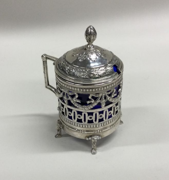 A Continental silver hinged top mustard pot with s - Image 2 of 4