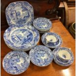 A collection of blue and white Copeland Spode dinn