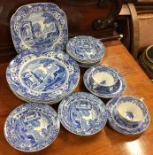 A collection of blue and white Copeland Spode dinn