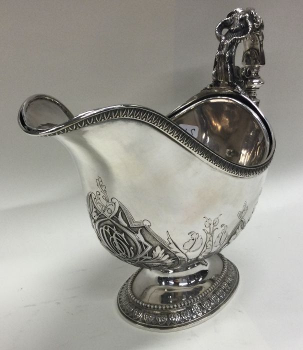 An exceptionally large Victorian silver sauce boat - Image 6 of 6