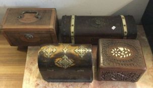 A group of four various wooden boxes. Est. £20 - £