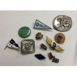 A box containing old badges, medallions etc. Est.
