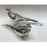 A good pair of Continental silver figures of pheas