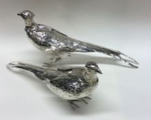 A good pair of Continental silver figures of pheas